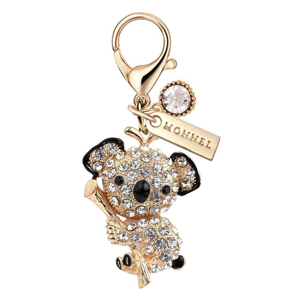 9739 MC124 Crystal Big Koala Bear Lobster Clasp Charm Pendant with Pouch